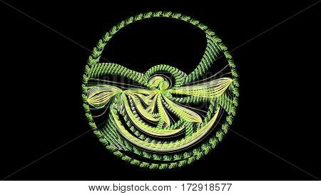 Full circle. Carousel. Kabbalistic sign. 3D surreal illustration. Sacred geometry. Mysterious psychedelic relaxation pattern. Fractal abstract texture. Digital artwork graphic astrology magic