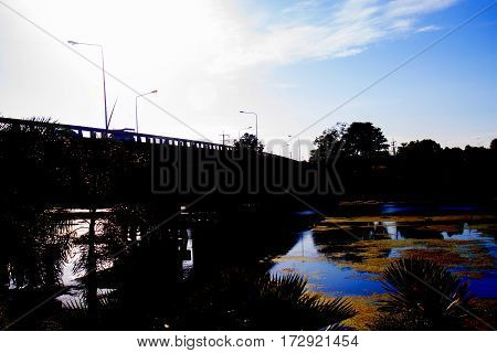 nice bridge river view Photharam Ratchaburi Thailand