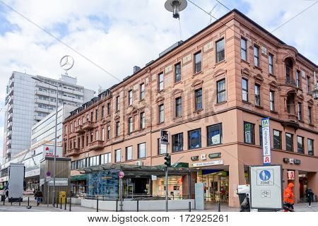 SAARBRUCKEN, GERMANY - January 17, 2017: street view of Saarbrucken, is the capital and largest city of the state of Saarland. January 17, 2017 in Saarbrucken, Germany