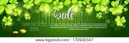 Saint Patrick Day Beer Festival Special Offer Discount Sale Banner Flat Vector Illustration