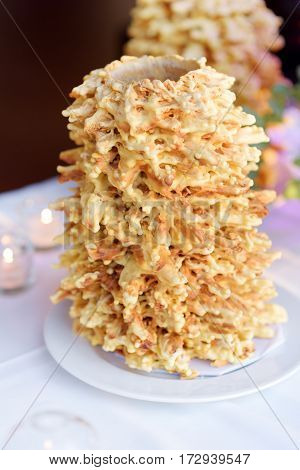 Traditional Lithuanian Wedding Cake Called Sakotis