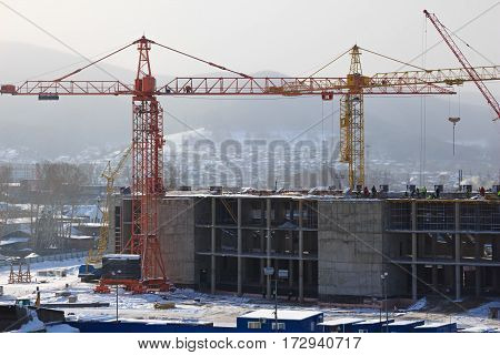 Building Construction With Crane