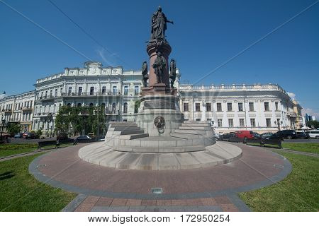 Odessa, Ukraine, circa august 2016: Monument to Empress Catherine, who issued a decree established a city Odessa