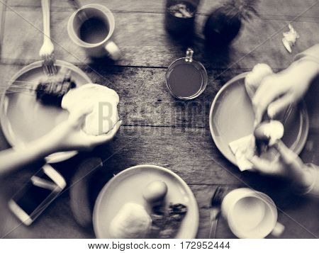 Breakfast Eating Meal Flat Lay Concept