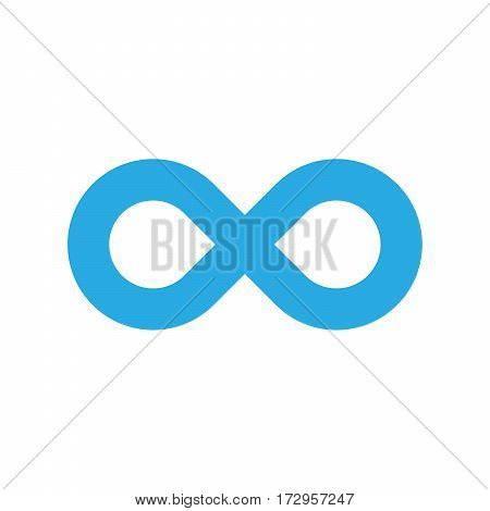 Infinity symbol icon. Representing the concept of infinite, limitless and endless things. Simple blue vector design element on white background.