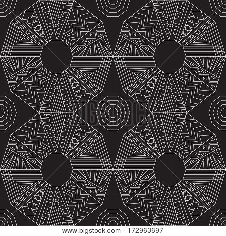 seamless traditional geometric pattern. black and white. vector illustration.