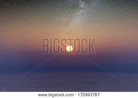 Colorful sea beach sunrise. Olympos Beach, Cirali, Turkey