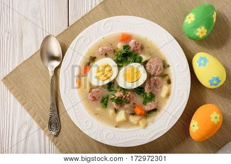 Traditional polish easter soup - zurek .