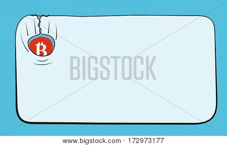 A text box for fill your text and bit coin symbol