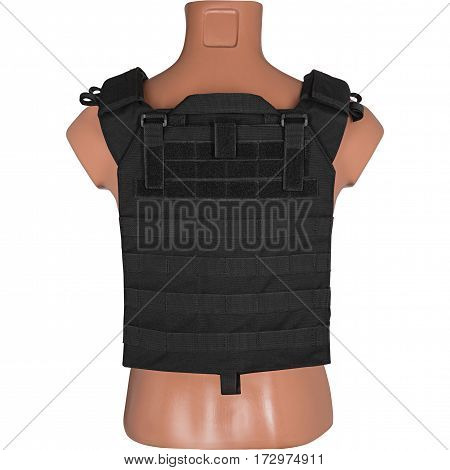 camouflage, military body armor, mannequin, isolated on white background