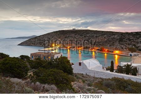 Harbor of Agios Georgios village on Iraklia island in Lesser Cyclades, Greece.