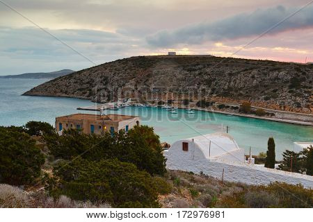 Harbor of Agios Georgios village on Iraklia island in Lesser Cyclades, Greece.