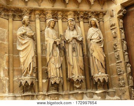 Cathedral gothic statues architecture middle age smile angels religion religion