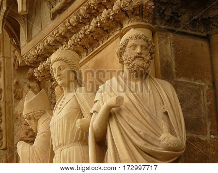 Cathedral gothic statues architecture middle age smile angels religion religion