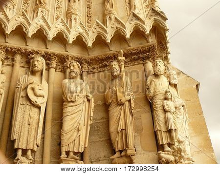 Cathedral gothic statues architecture middle age smile angels religion religion