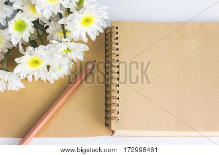 Blank Area Note Book Or Diary With Flower