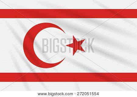 Flag Of Turkish Republic Of Northern Cyprus Swaying In Wind, Realistic Vector