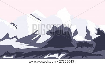 Vector Drawing Of Mount Everest, Hill Tops, Nepal