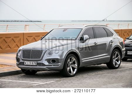 Dubai, Uae - November 17, 2018: Ultra-luxury Crossover Suv Bentley Bentayga In The City Street.