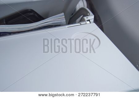 Folding Table For Food And Drinks For A Comfortable Flight When Traveling By Plane
