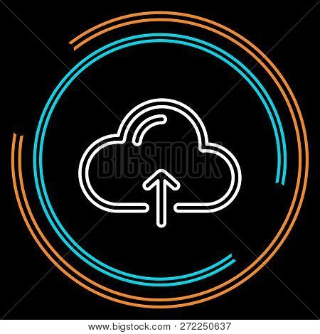 Simple Cloud Upload Thin Line Vector Icon. Editable Stroke.