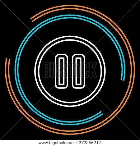 Simple Pause Thin Line Vector Icon. Editable Stroke.