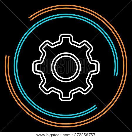 Simple Gear Thin Line Vector Icon. Editable Stroke.