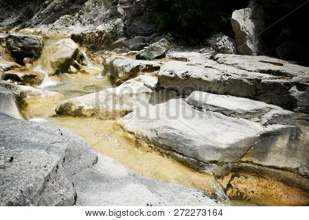 Water in Fago Canyon, Pyrenees, Huesca Province, Aragon in Spain.
