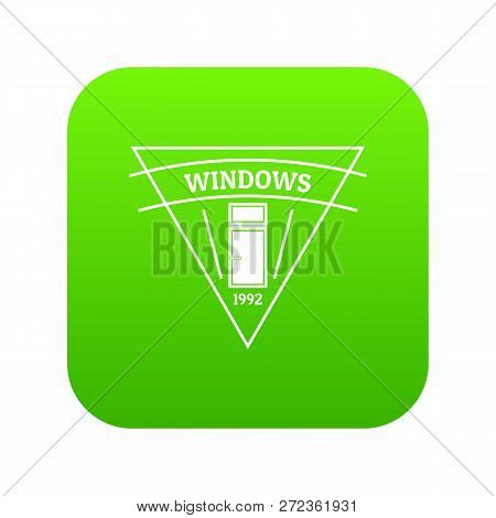 Square Window Icon Green Vector Isolated On White Background
