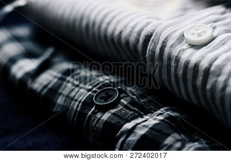 Two Cotton Shirts With Different Patterns Are Stacked