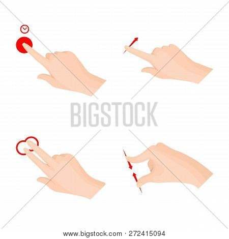 Vector Illustration Of Touchscreen And Hand Icon. Collection Of Touchscreen And Touch Vector Icon Fo