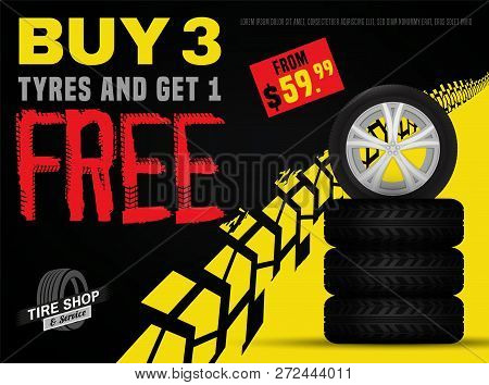 Vector Automotive Sale Out Banner Template. Grunge Tire Tracks Background For Landscape Poster, Digi