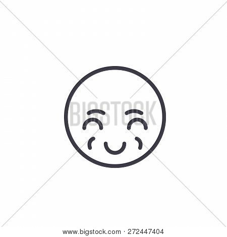 Sly Emoji Concept Line Editable Vector, Concept Icon. Sly Emoji Concept Linear Emotion Illustration