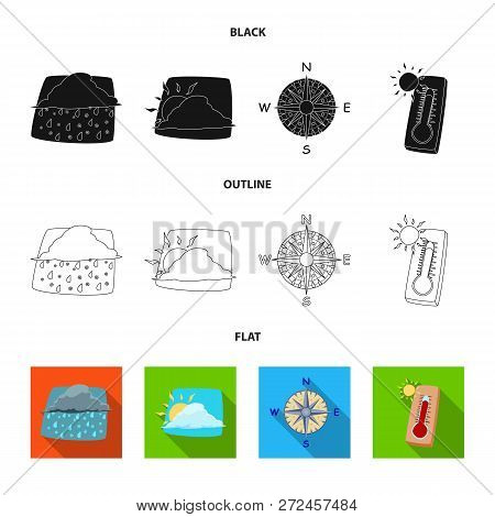 Vector Illustration Of Weather And Climate Symbol. Set Of Weather And Cloud Vector Icon For Stock.