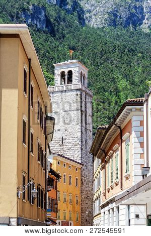 View Of The Tower Apponale In Town Riva Del Garda, Italy