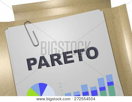 3d Illustration Of Pareto Title On Business Document