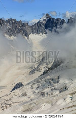Glacier Des Rognons. View From Grands Montets (3275m), France