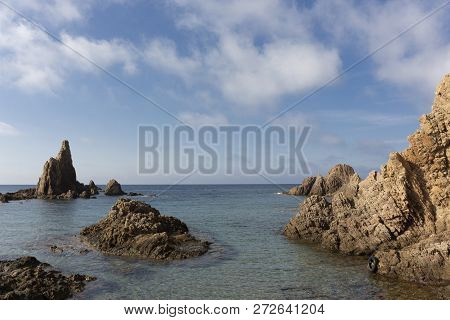 Spectacular Volcanic Rocks At Mermaids Reef (arrecife De Las Sirenas) In Cabo De Gata, Andalusia, Sp