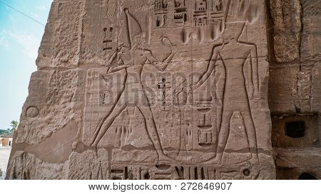 Temple Of Medinet Habu. Egypt, Luxor. The Mortuary Temple Of Ramesses Iii At Medinet Habu Is An Impo