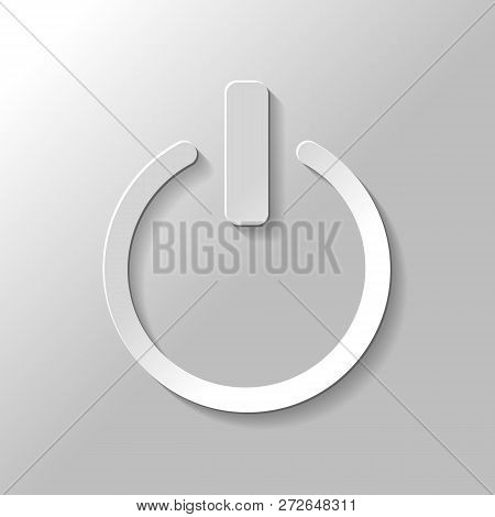Shut Down, Power. Paper Style With Shadow On Gray Background