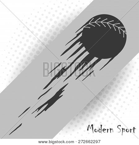 Modern Style Baseball Vector Background With A Silhouette Of Baseball Ball.