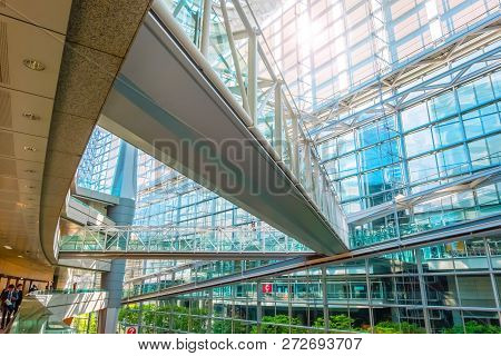 Tokyo, Japan - April 28 2018: Tokyo International Forum Is A Multi-purpose Exhibition Center, Design