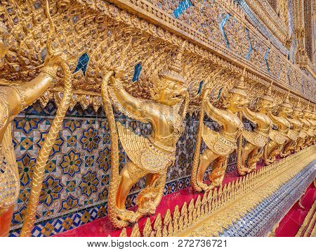 Golden Garuda In Wat Phrakaew Temple Bangkok Thailand.wat Phrakeaw Temple Is The Main Temple Of Bang