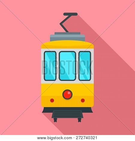 City Tramcar Icon. Flat Illustration Of City Tramcar Icon For Web Design