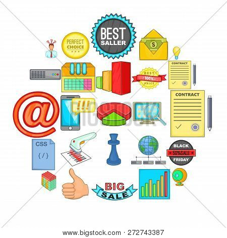 Scammers Icons Set. Cartoon Set Of 25 Scammers Icons For Web Isolated On White Background