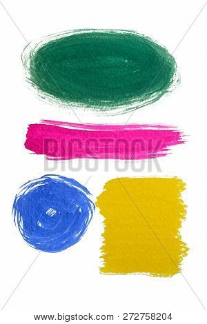 Set Of Color Watercolor Stripes. Isolated Watercolor Illustration