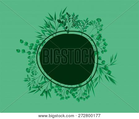 Circular Frame With Laurel Leafs Vector Illustration Design