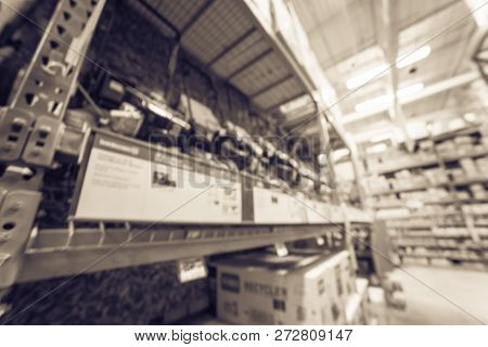 Filtered Tone Blurry Background Garden Tools Display At Home Improvement Store In Usa