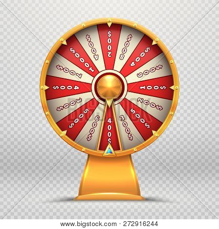 Fortune Wheel. Turning Roulette 3d Wheels Lucky Lottery Game Gambling Symbol Isolated Vector Illustr