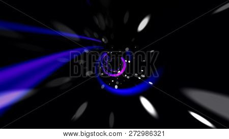 Abstract Swirl Tunnel In Dark Space, Immitation Of Trip In Universe, Computer Generated Background, 